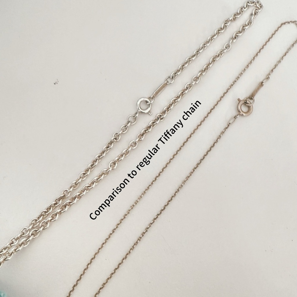 Tiffany&Co. Blue Splash Enamel Heart Pendent Necklace 16 in Thick Chain Silver - Picture 6 of 7
